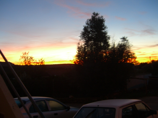 The sunrise was bright red in colour, unlike the image depicted here.